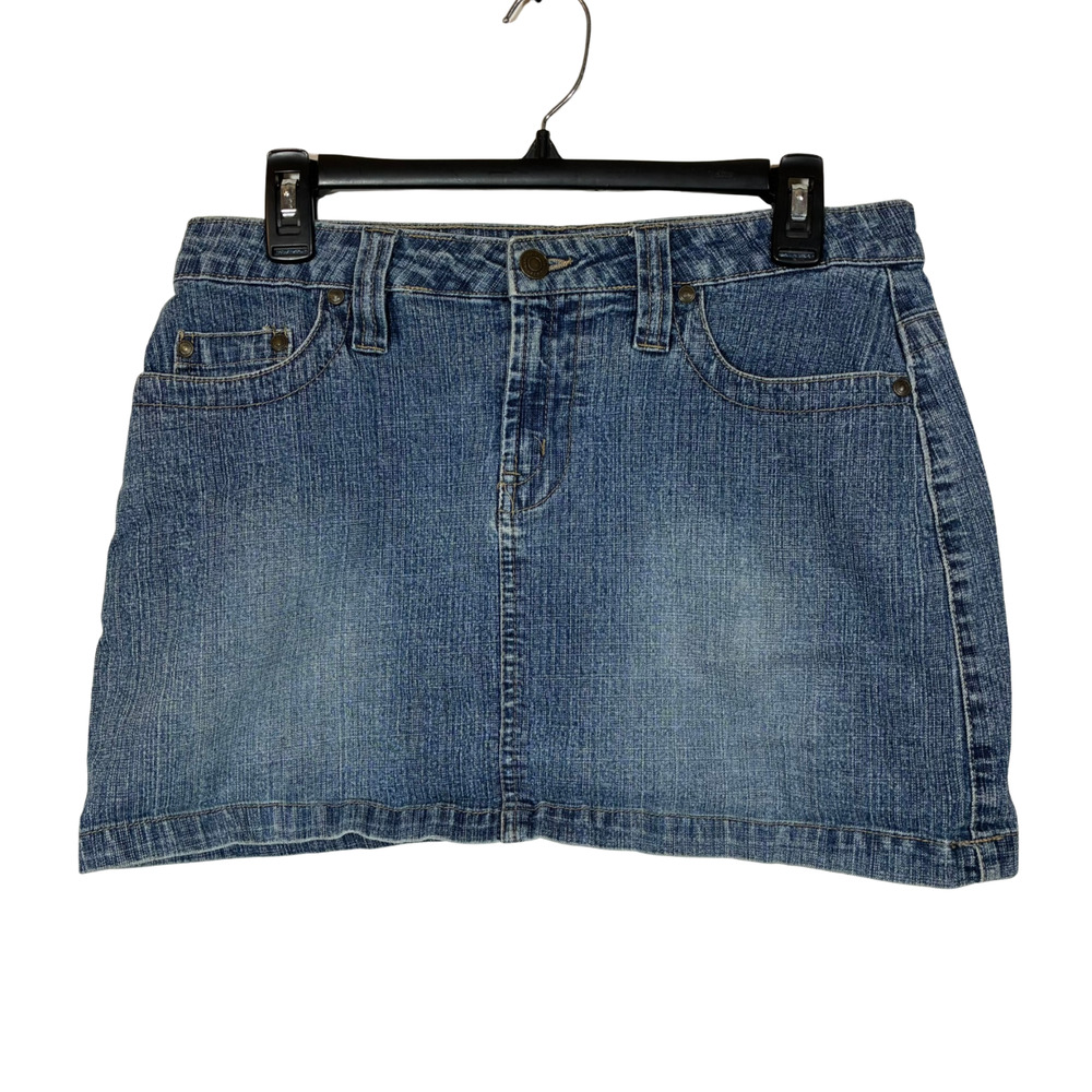 Denim Mini Skirt No Boundaries 7 Juniors Medium Wash Short Stretch Mid Rise